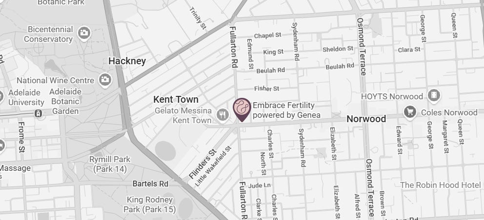 Map showing Dr Mandana Master's rooms at Embrace Fertility, Kent Town, Adelaide